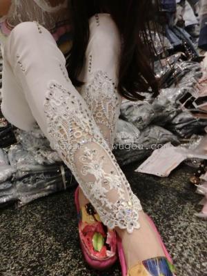 Korean Footless cutout lace women's trousers