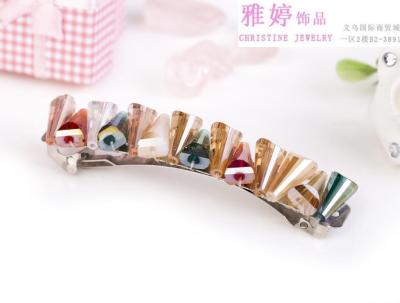 South Korea imported genuine Crystal Beaded hairpin top edge clamp clip hoop card