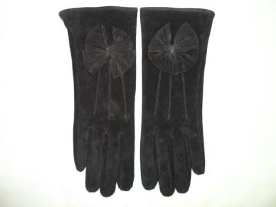 Ladies European version bow pigskin suede gloves