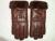 Ladies Leather fur hand double bow gloves