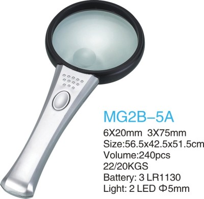 Reading Magnifier 75MM handheld reader with LED lamp silver