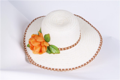 Idyllic spring and summer wind Flower hat visor Lafite tearing grass Hat Holiday Beach trip Hat