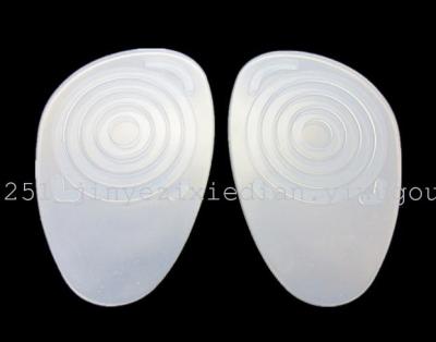 Front padded silicone transparent anti-skid insole is adjustable in size