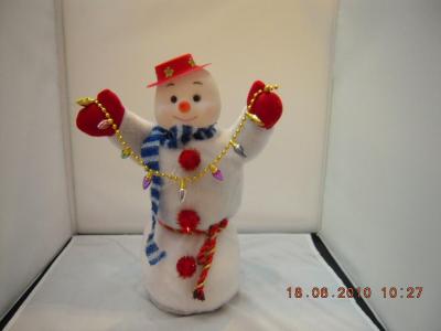 Hands welcome Christmas snowman