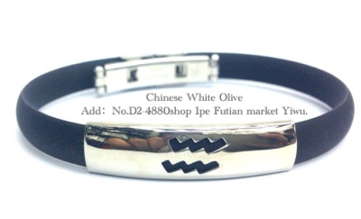 12 constellation stainless steel eight PCT circular silicone bracelet