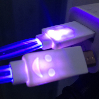 Iphone fluorescent strip light USB color data cables magnetic induction charger
