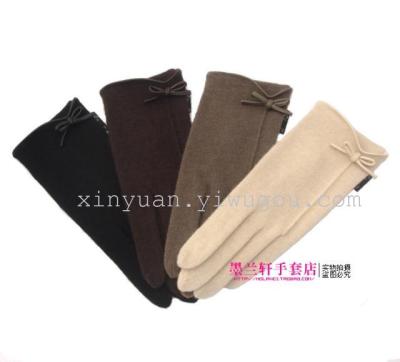 Factory outlets in 2014, Korean cashmere gloves small bow gloves