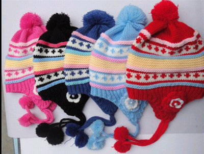 Han edition qiu dong children hat chromatic stripe hat 2014 new snowflake knitting baby hat 