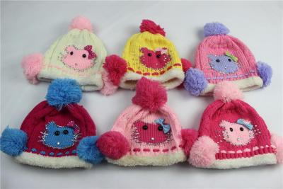 Hat the new 2014 han edition children cartoon baby Kitty cat sequins knitted cap