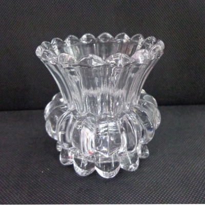 Glass Vase with 8 cm high Opening Lotus Base Glass Candlestick