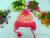 Hat new winter children cartoon strawberry earmuffs sets hat color squares baby hat hat 