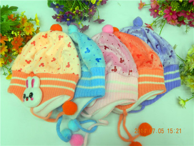 Fall/winter 2014 Korean children's hat cartoon printed baby Bunny ear hats Hat Cap
