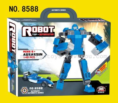 Deformable robot assembly building block simulation toy for children