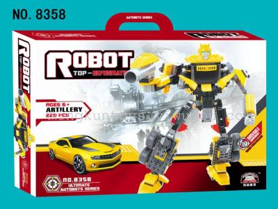 Deformable robot assembly building block simulation toy for children