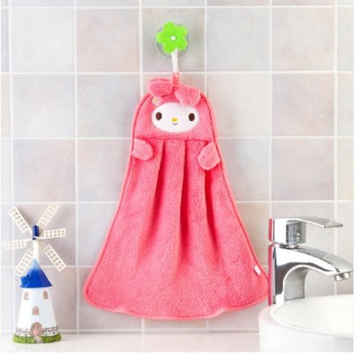 Cute Cartoon Super Soft Coral Fleece Hand Towel Kitchen Hanging Absorbent Cloth Dishcloth