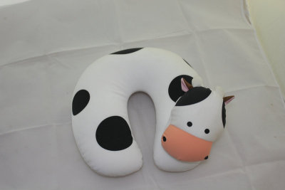 Foam particle animal head and neck pillow toy throw pillow