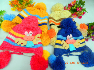 New Korean version for children of autumn and winter hats Baby Bee Hat knitted earmuffs hats cartoons thick warm hat