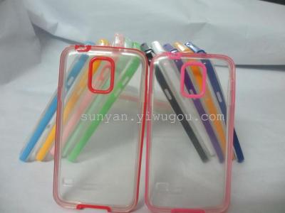 Factory direct Samsung S5 border color TPU PC all in one phone case transparent