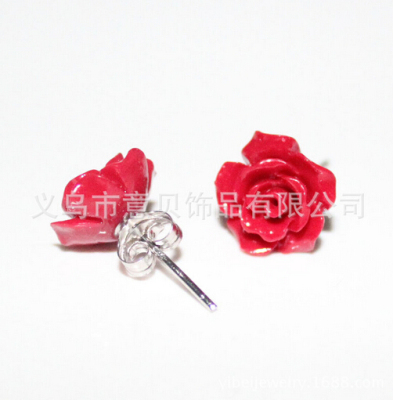Coral coral natural whitewashed tea flowers hypoallergenic earrings earrings 925 Silver ear acupuncture