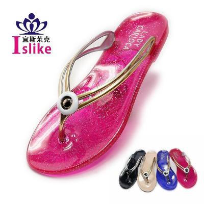"Order" authentic direct-new Crystal pinches Lady's slippers, flat-bottom anti-skid transparent jelly-Korean version of flip flops