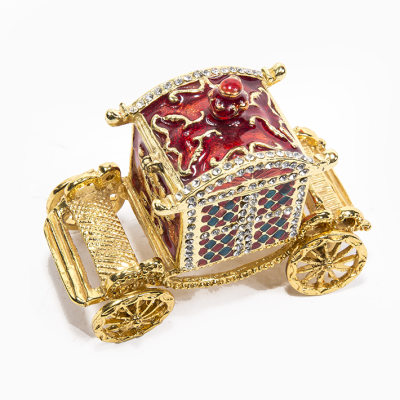 Crown Car Jewelry Box Gold Plated Hand Painting Crafts for Free