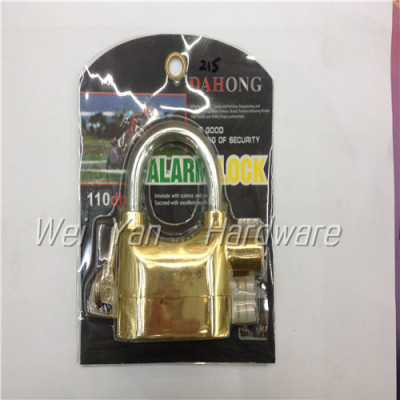 Aluminum Golden alarm lock. padlock