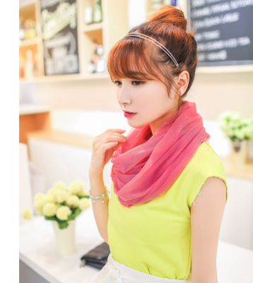 Korean fashion candy color Joker pure color Crystal yarn wholesale scarf, ladies scarves in autumn and winter