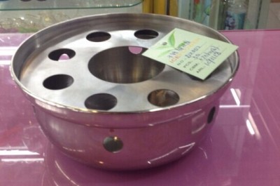 Stainless steel tea kettle pedestal based holder