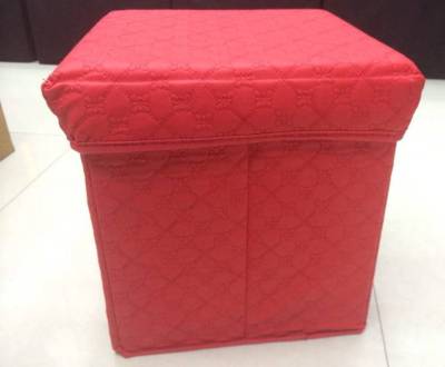 Embroidered Artificial Leather Environmental Protection Material Foldable Festive Red Hot Storage Stool