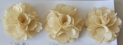 Imported green burlap flower handmade hemp shoes flower brooch 52 colors to choose