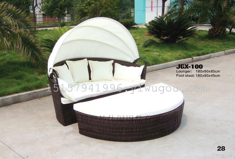 沙滩床躺椅泳池躺床顶楼床编藤仿藤花园别墅圆床阳光房床休闲大床