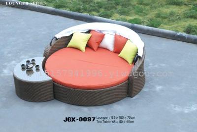 Outdoor Furniture Rattan Beach Bed Rattan Imitated Rattan Bed round Bed Courtyard Swimming Pool Recliner Luxury Villa 