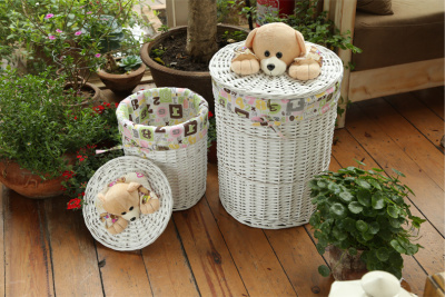 Rattan bear dirty clothes barrel willow covered storage basket two dirty clothes basket weaving