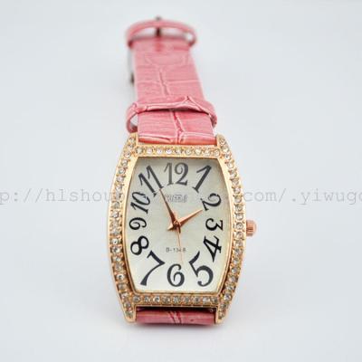 2014 new stylish rectangular diamond-encrusted white collar female form Europe and the trend of quartz watches