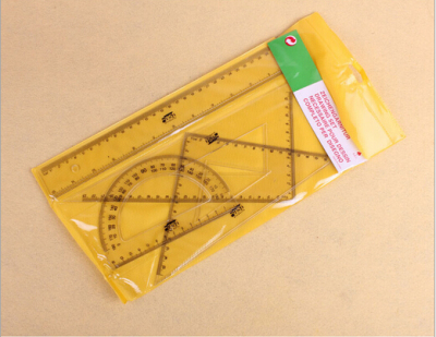 Manufacturers Supply All Kinds of Student Ruler Set Plastic Ruler Four-Piece Set Set Square Protractor Environmental Protection Suit