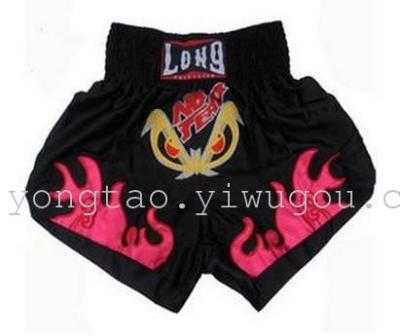 Embroidered satin Muay Thai Boxing shorts trunks Sanda wear training clothing clothing belts martial arts competition