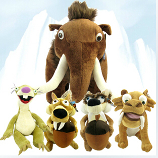 Ice age mammoth squirrels, sloths, Saber-toothed Tiger plush toy doll