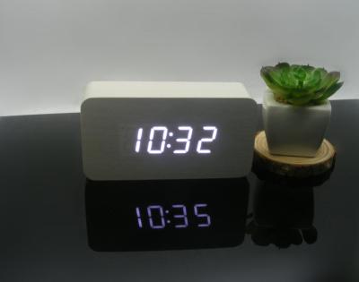 LED Cuboid Short Wooden Clock Bedside Alarm Clock Student Dormitory Clock Gift Clock