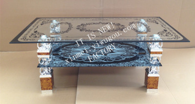 New glass coffee table, aluminum leg tables, upscale dining table, factory direct furniture, xinmei