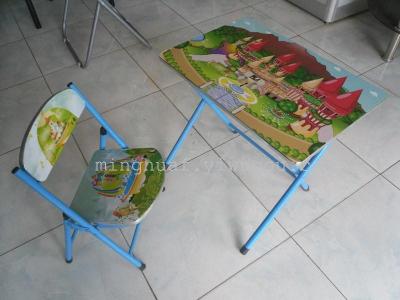 Children's tables and chairs nursery furniture baby learning desk wood cartoon folding tables and chairs