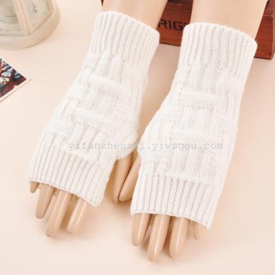 Fashion Korean style purl stitch short computer glove half arm sleeve factory direct wholesale