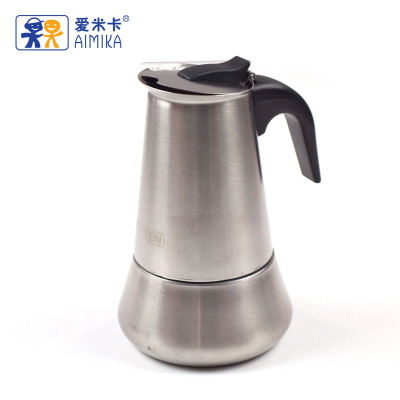 Black plastic handles stainless steel Moka pot
