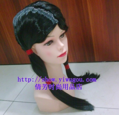 Black double braided peasant girl wig hair hair accessories