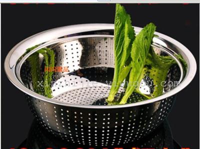 Thick stainless steel drain Bowl rice screening basket drain basins rice bowl wash rice bowls of fruit and vegetable