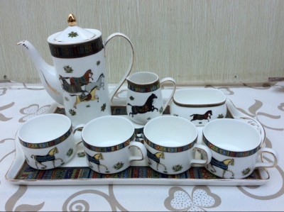 Europe and the elegant continental 8 red coffee cup tea coffee set Hermes suit business gifts