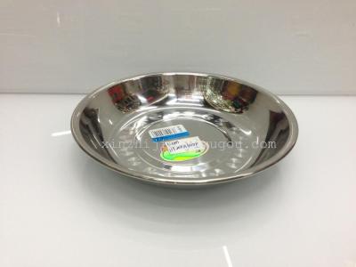 Thick deep dish plate tray stainless steel canteen tray hotel supplies fruit salad vegetable dish deep dish