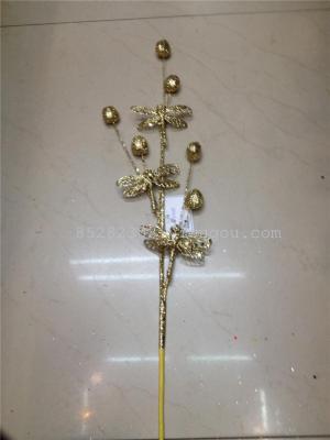 Gold Christmas artificial flowers