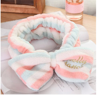 Korean version of clean headband gold thread embroidery bowknot wash flannel headband headbands