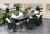 Garden table and Chair set, outdoor leisure rattan PE rattan table 6-bit leisure furniture
