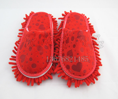 Winter Printing Lazy Cleaning Mop Slippers High Quality Chenille Ground Slippers Home Floor Shoes